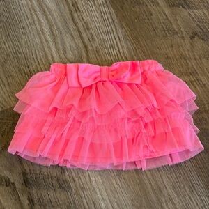 Pink Ruffled Tulle Skirt with Bow